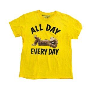 CURIOUS GEORGE T Shirt Men's MEDIUM All Day Every Day Yellow Short Sleeve Crew